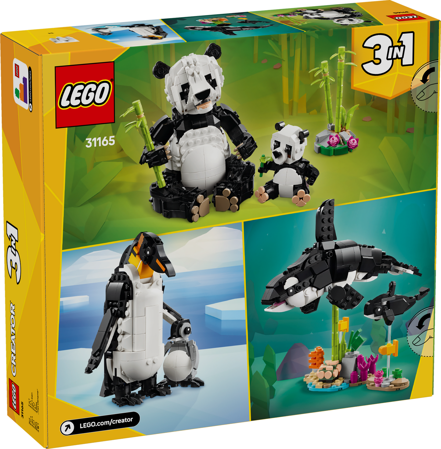 LEGO Wild Animals Panda Family 31165 Creator 3in1 back of box