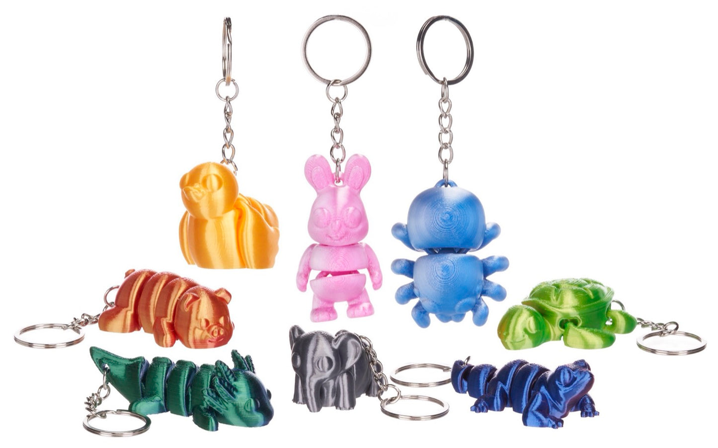 3D Sculptworx Printed Animals Keychain Asst