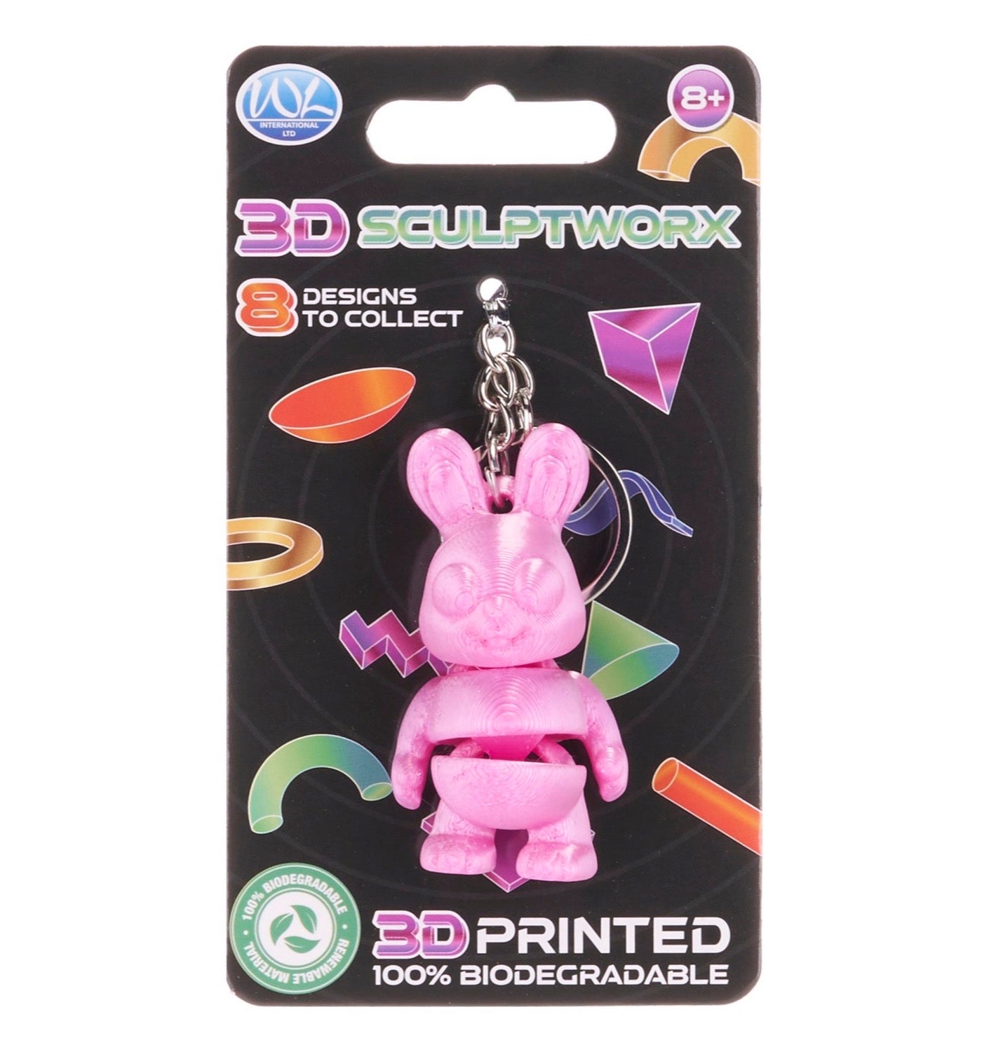 3D Sculptworx Printed Animals Keychain Asst