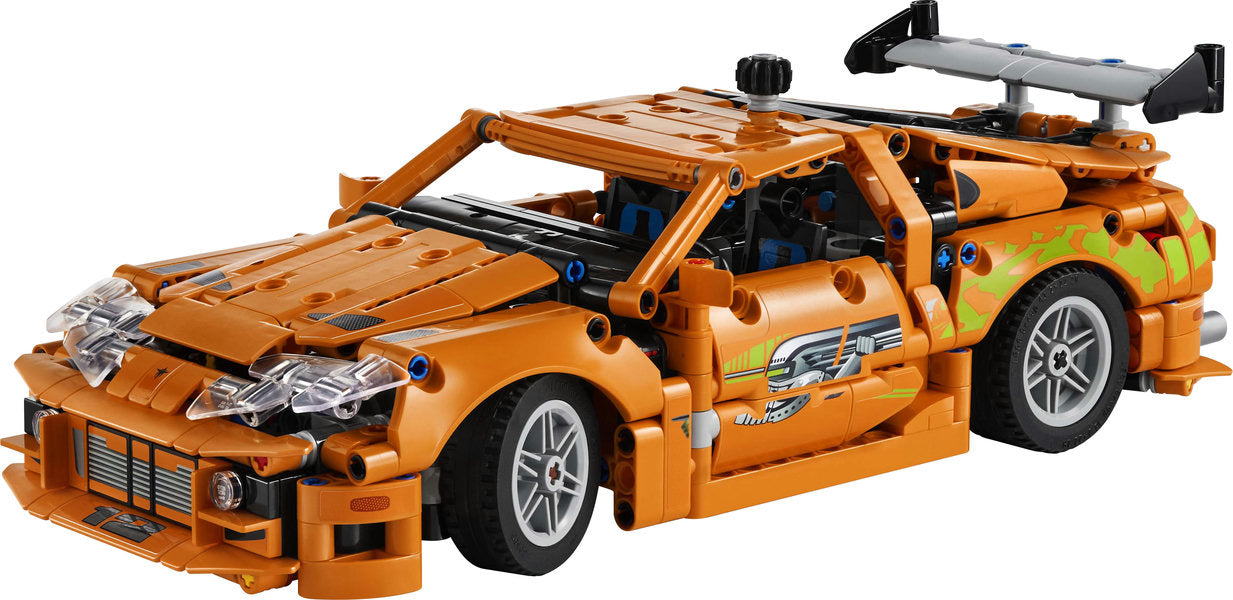 LEGO Technic Fast and Furious Toyota Supra MK4 set, predominantly orange in color.