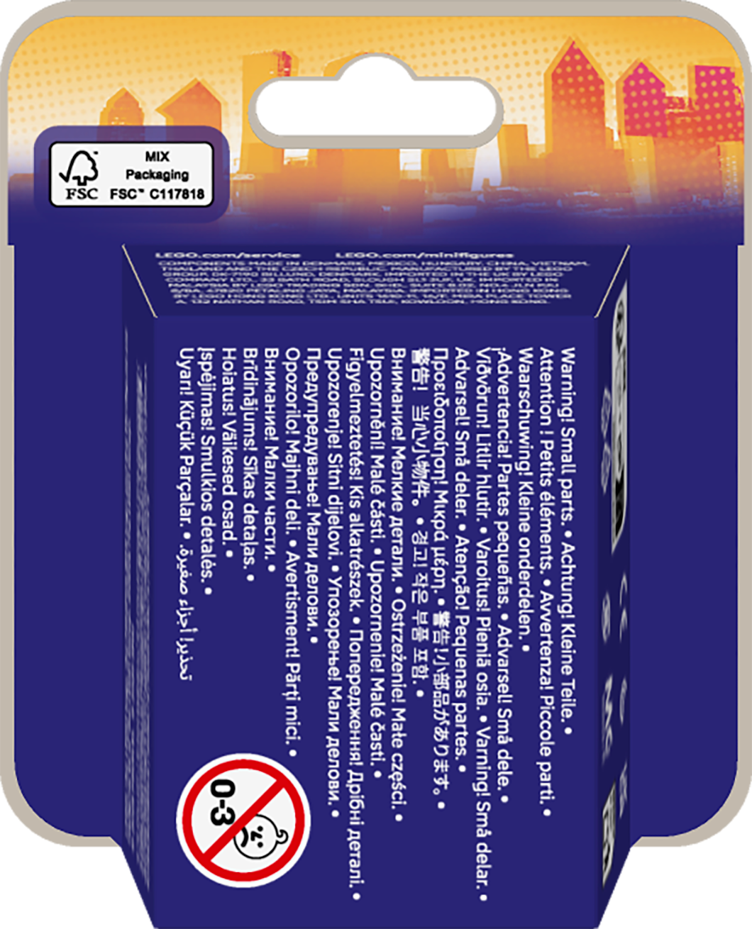 Back of product packaging for LEGO Spiderman Minifigures