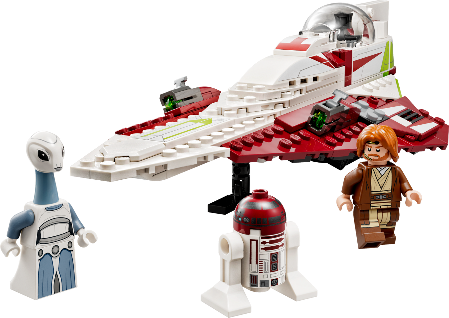LEGO Star Wars set with spaceship, characters, and droid on a white background