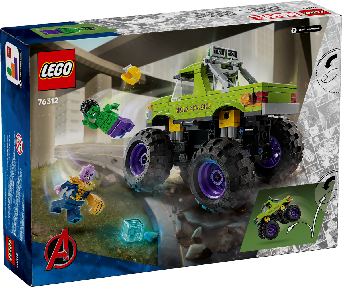 LEGO The Hulk Truck vs. Thanos 76312 Marvel back of box image