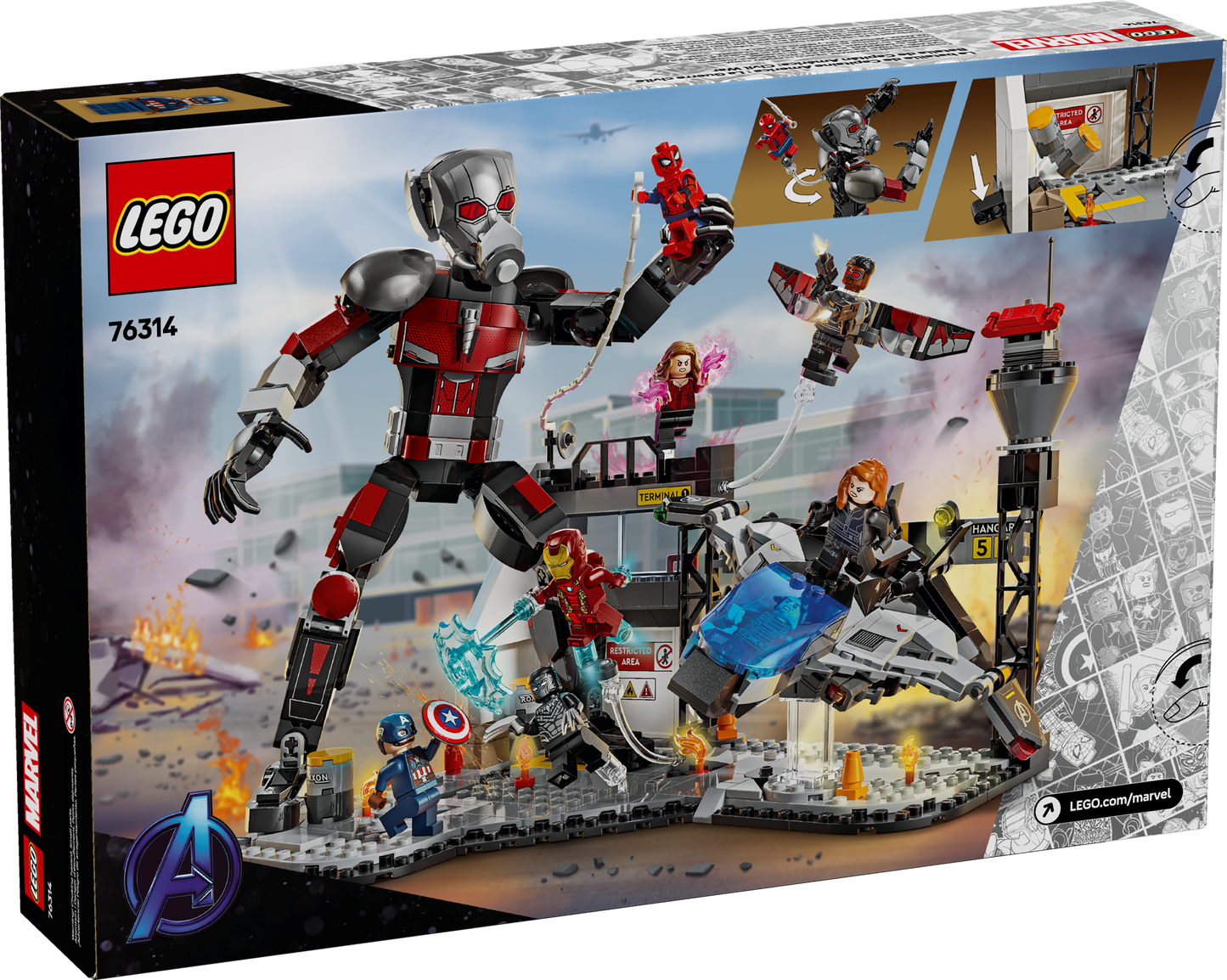 LEGO Captain America Civil War Action Battle 76314 Marvel back of box