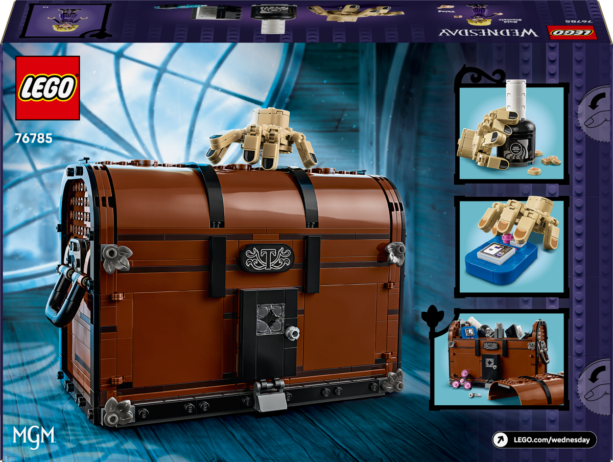 Back of LEGO Wednesday set box