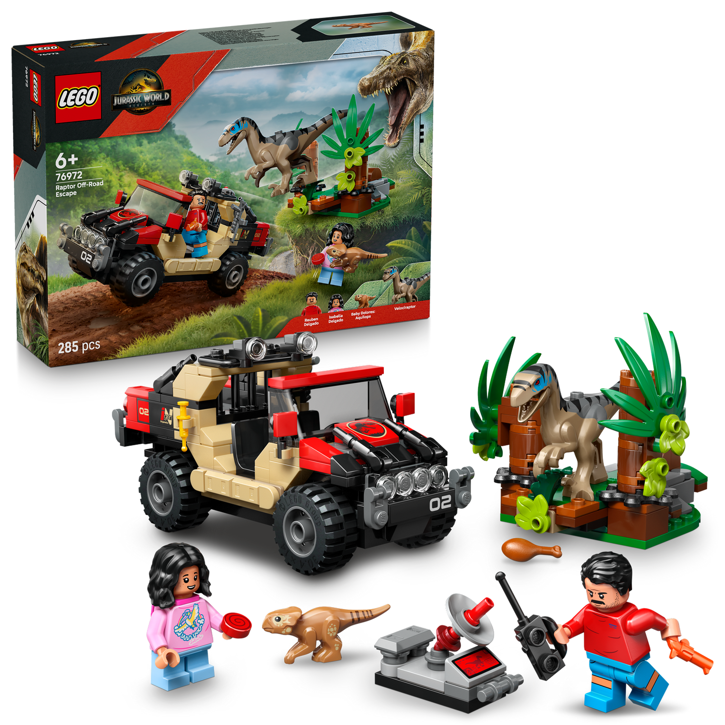 LEGO | Jurassic World Raptor Off-Road Escape Dino Toy (76972)