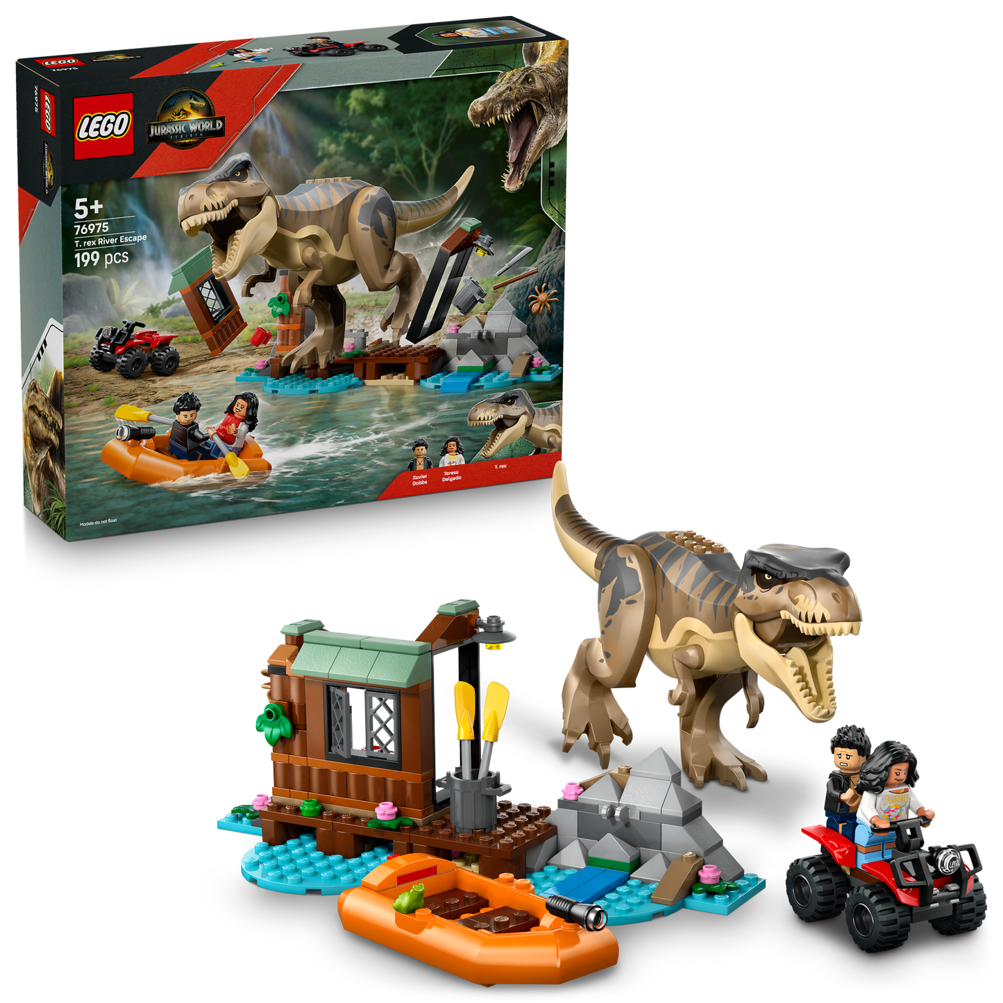 LEGO | Jurassic World T. rex River Escape, Dinosaur Toy (76975)