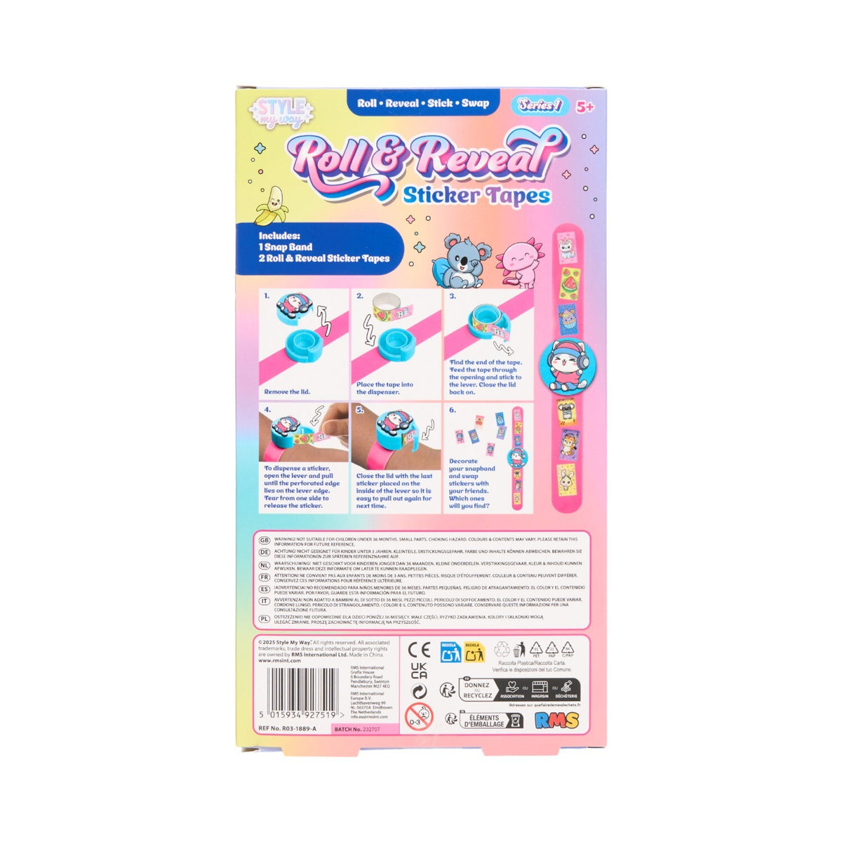 Roll and Reveal Sticker Tape Snap Band Set