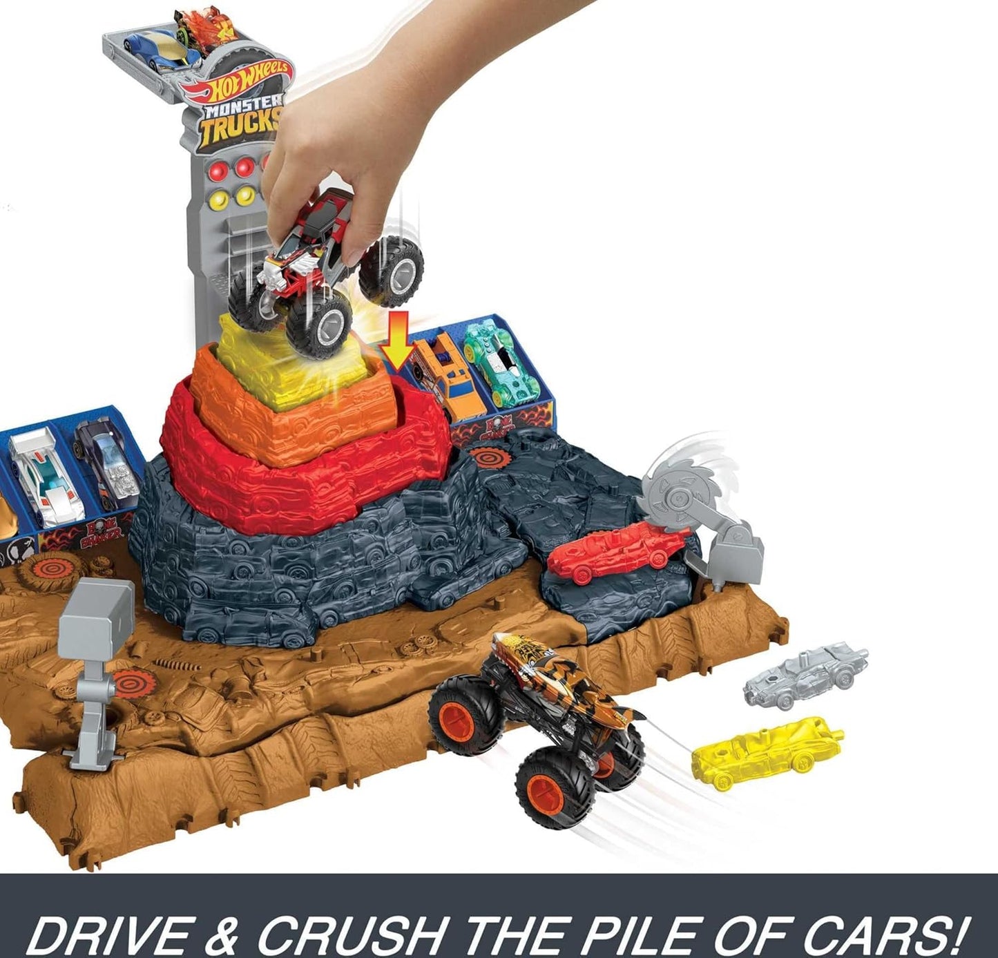 Hot Wheels Monster Trucks Arena Smashers Bone Shaker Ultimate Crush Yard Playset (HNB96)