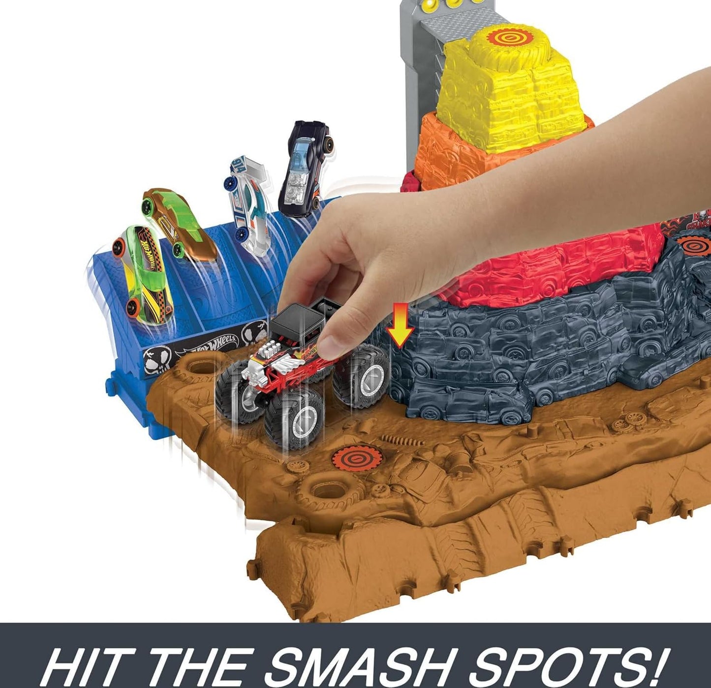 Hot Wheels Monster Trucks Arena Smashers Bone Shaker Ultimate Crush Yard Playset (HNB96)