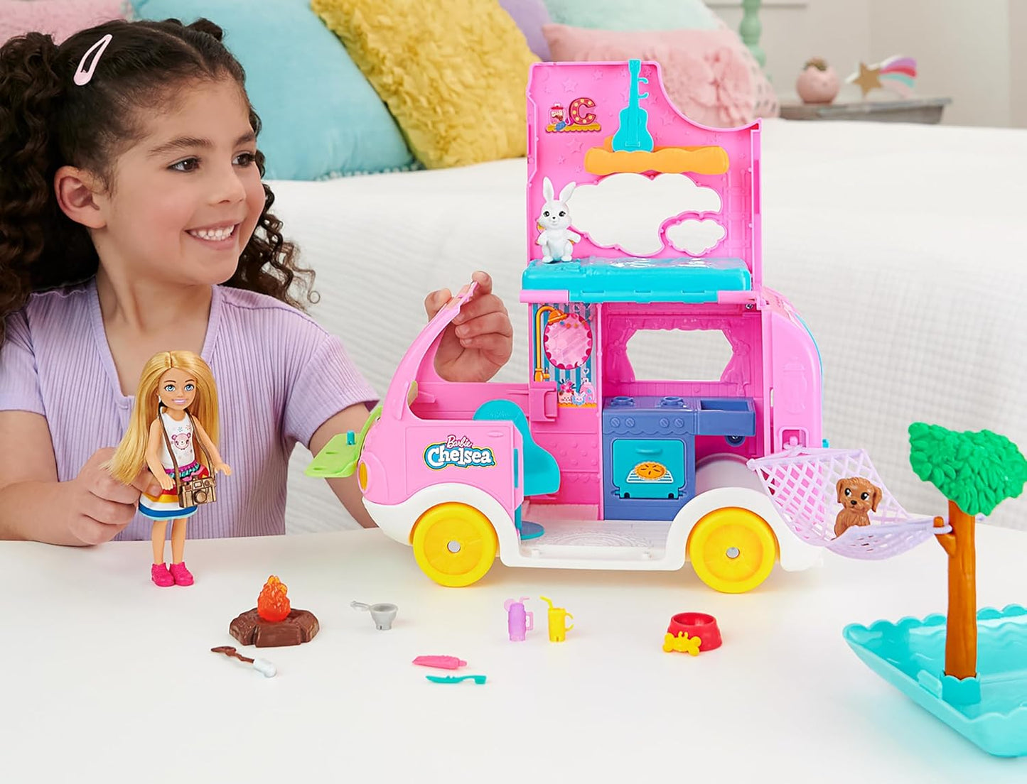 Barbie Camper, Chelsea 2-in-1 Playset with Small Doll (HNH90)