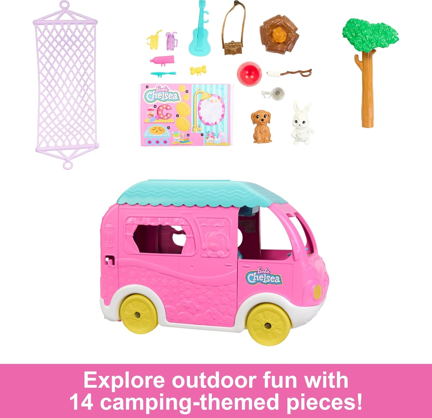 Barbie Camper, Chelsea 2-in-1 Playset with Small Doll (HNH90)