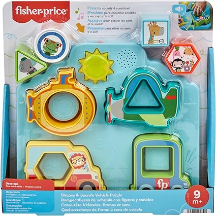 Fisher-Price Baby Sorting Toy Shapes & Sounds Vehicle Puzzle with Music & Lights (HRP31)