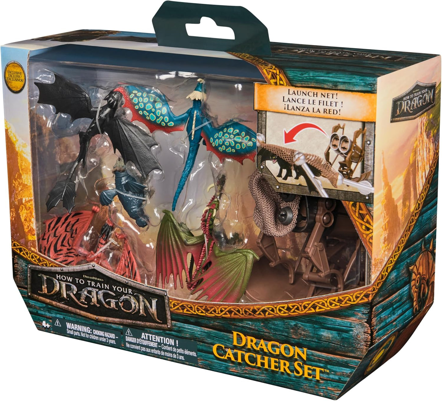Dreamworks Dragons How to Train Your Dragon, 5-Pack Dragon Catcher Set with Hiccup’s Mangler Net Launcher