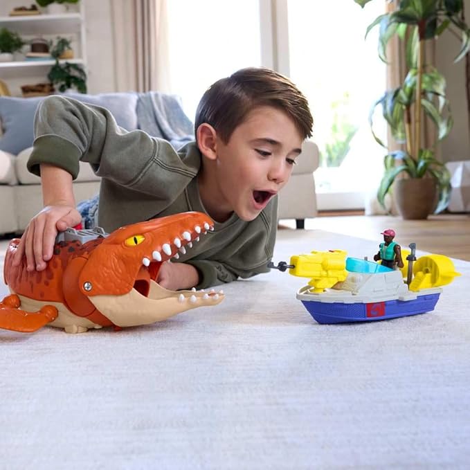 Fisher-Price Imaginext Jurassic World Rebirth Aquachomp Chase Mosasaurus 18-inch Dinosaur Toy