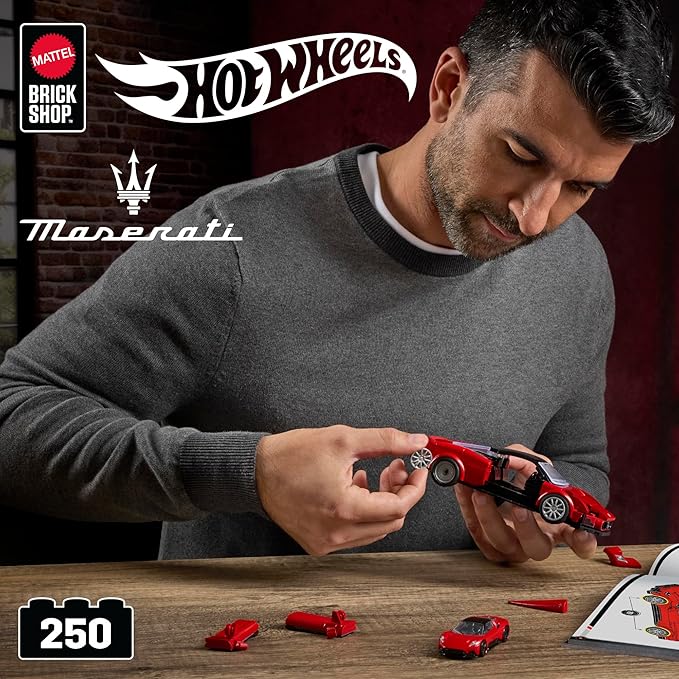 Mattel Brick Shop Hot Wheels Maserati Mc20 Building Toy Kit (250 Pieces), For Collectors