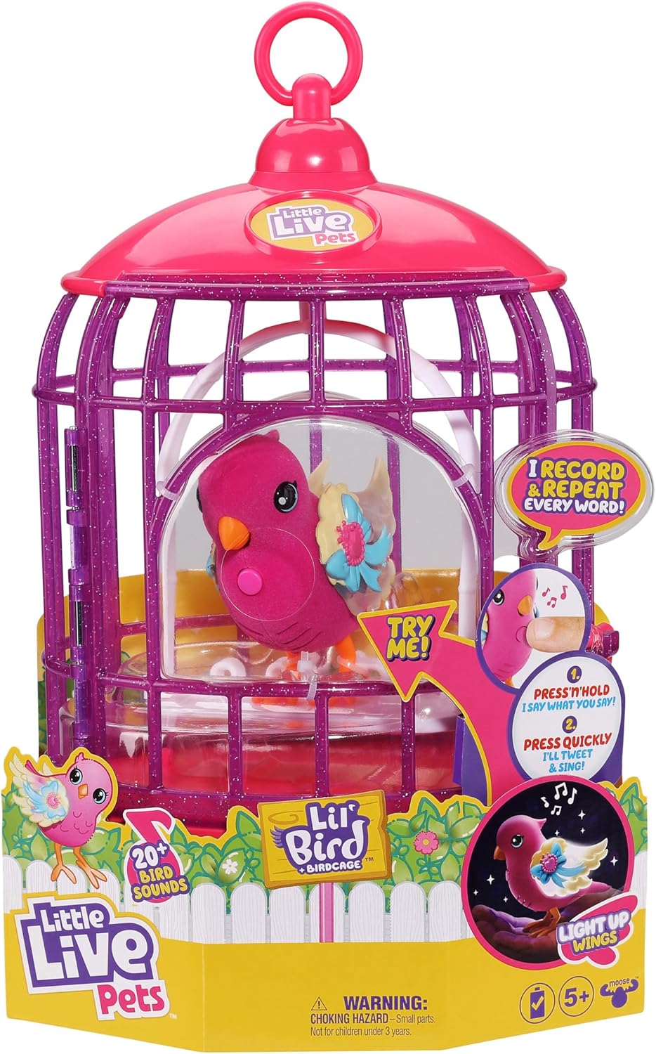 Little Live Pets - Lil' Bird & Bird Cage, New Light Up Wings