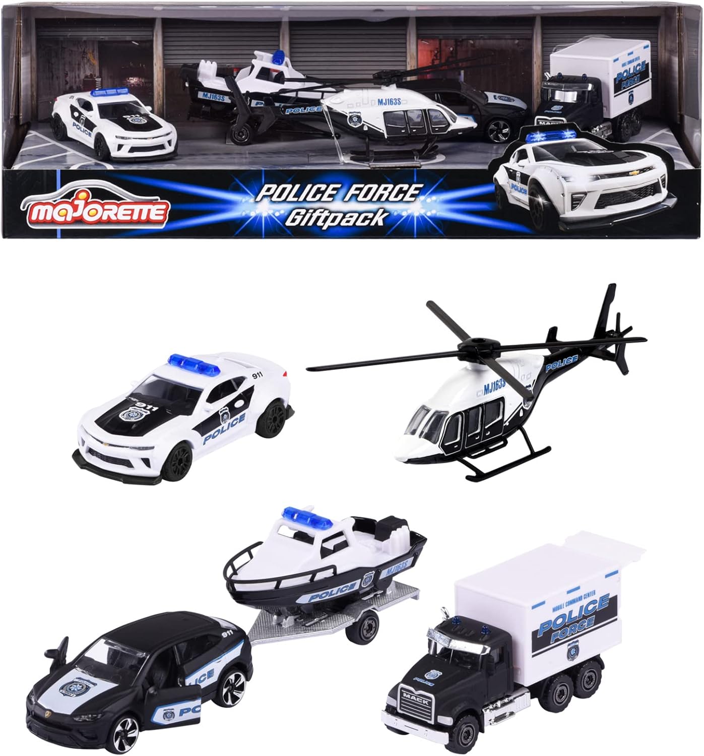 Majorette Police Force Pack 4 Cars Set - Scale 1:64