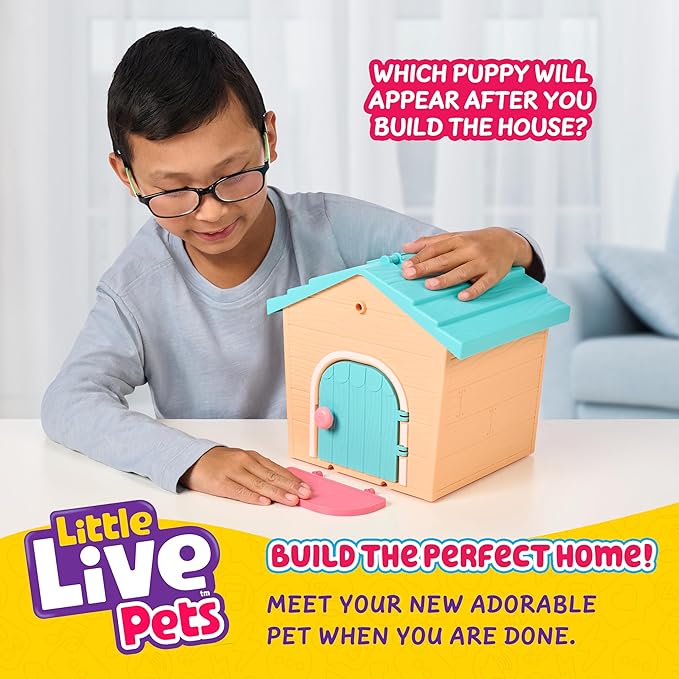 Little Live Pets My Puppy's Home Minis - Teal & Orange Home Plush Toy Puppy and Kennel Playset Surprise Reveal! Build Your Puppy's Home, Name Your Puppy and SURPRISE! Puppy Appears!