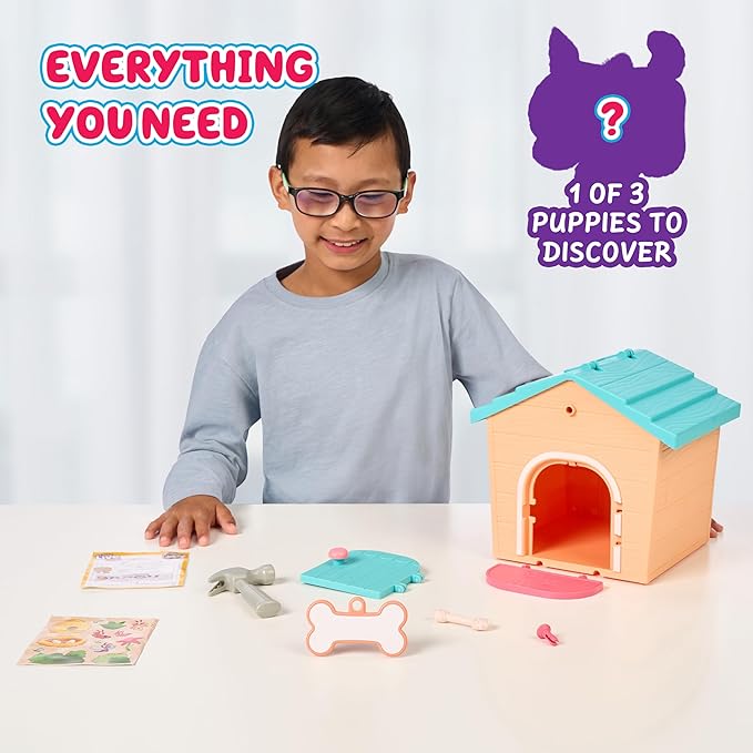 Little Live Pets My Puppy's Home Minis - Teal & Orange Home Plush Toy Puppy and Kennel Playset Surprise Reveal! Build Your Puppy's Home, Name Your Puppy and SURPRISE! Puppy Appears!