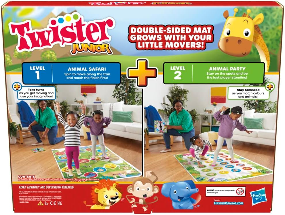 Hasbro Gaming Twister Junior, Classic Party Game Reimagined for 3+ Year Olds