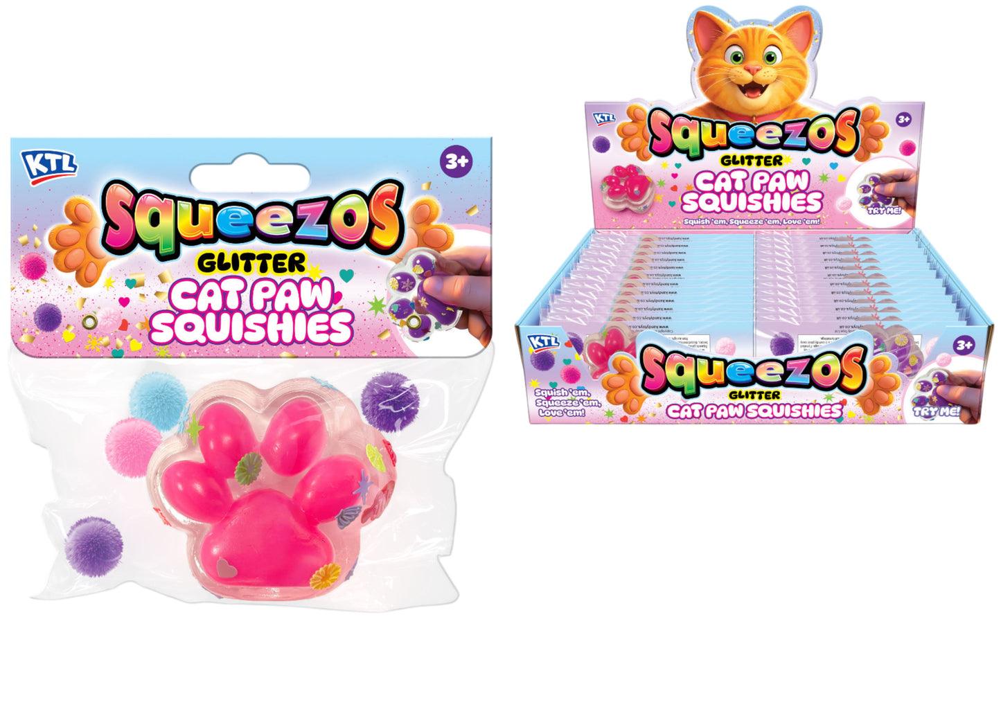 Squeezos Glitter: Cat Paw Squishies (1 Single)
