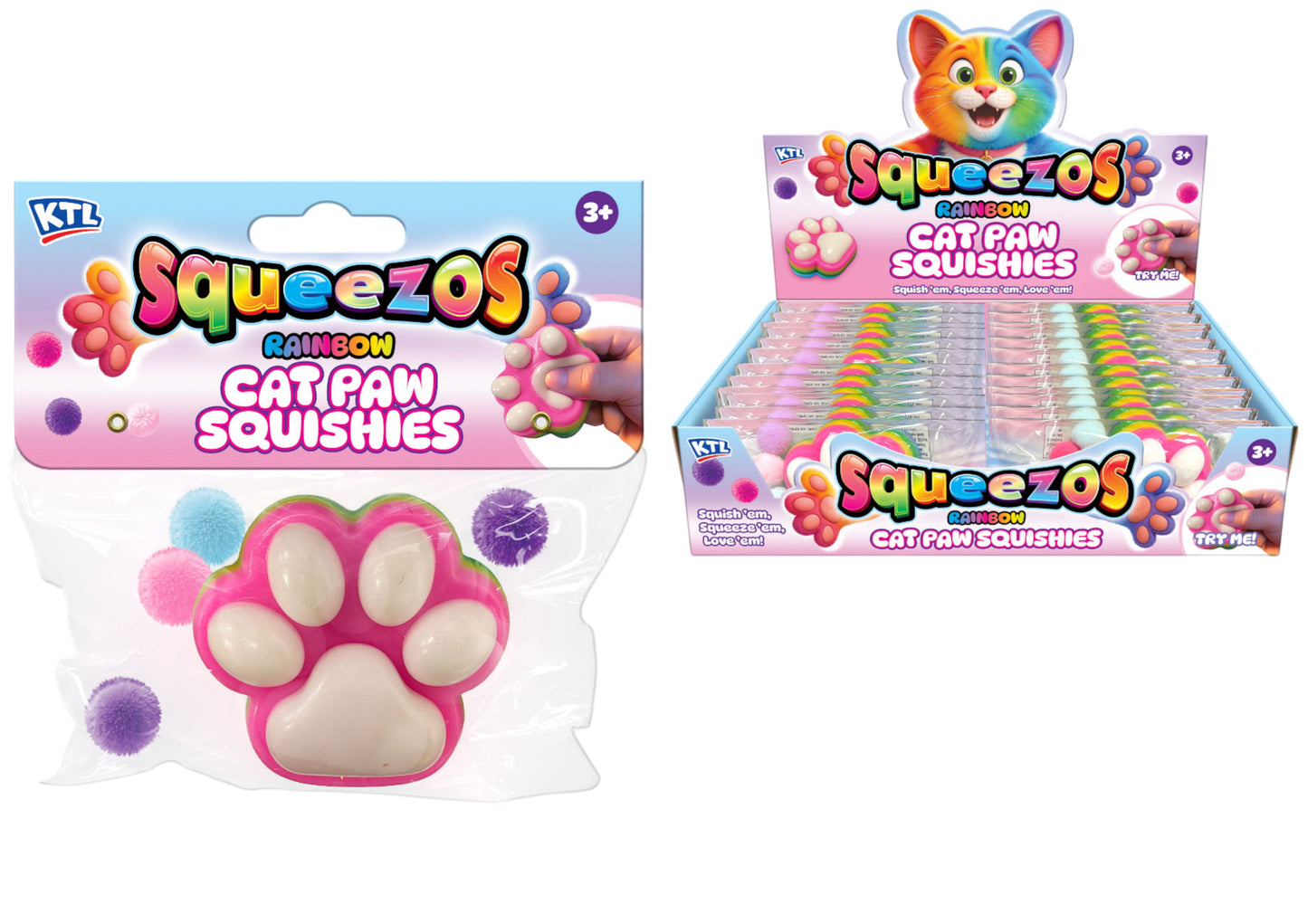 Squeezos Rainbow: Cat Paw Squishies (1 Single)
