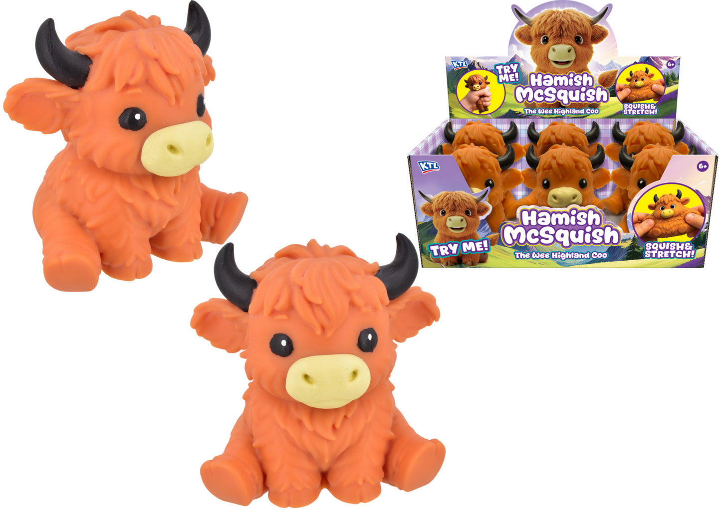 Large Squishy Highland Cow 15cm - Hamish McSquish - Stress Relief Fidget Toy For Kids