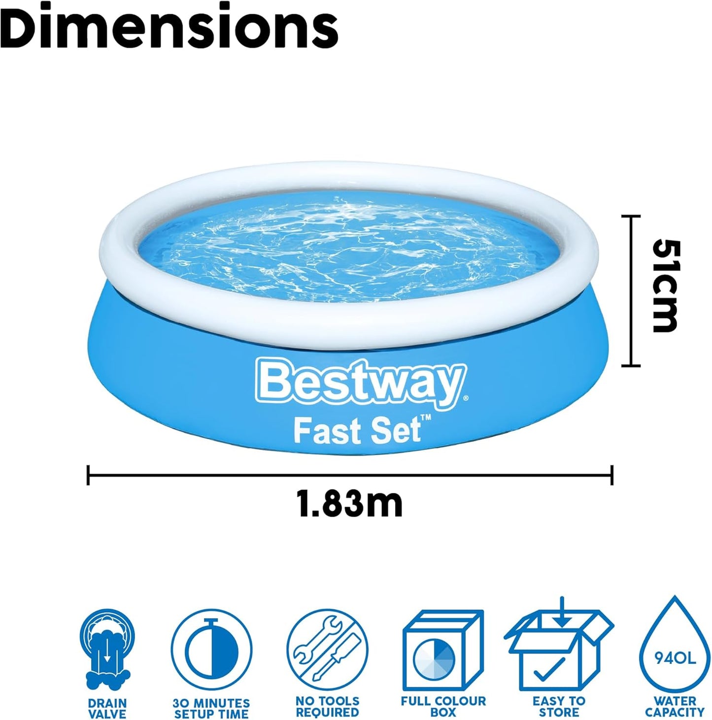 Bestway 6ft Fast Set Pool