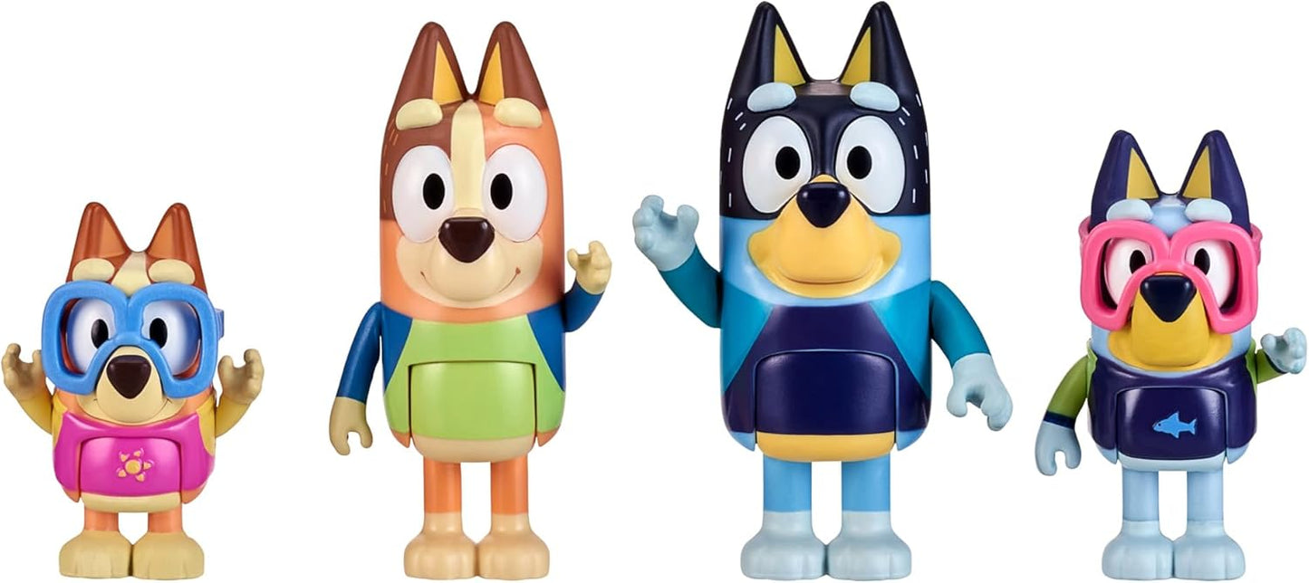 Bluey Figure 4-Pack, Family Beach Day 2.5-3 Inch