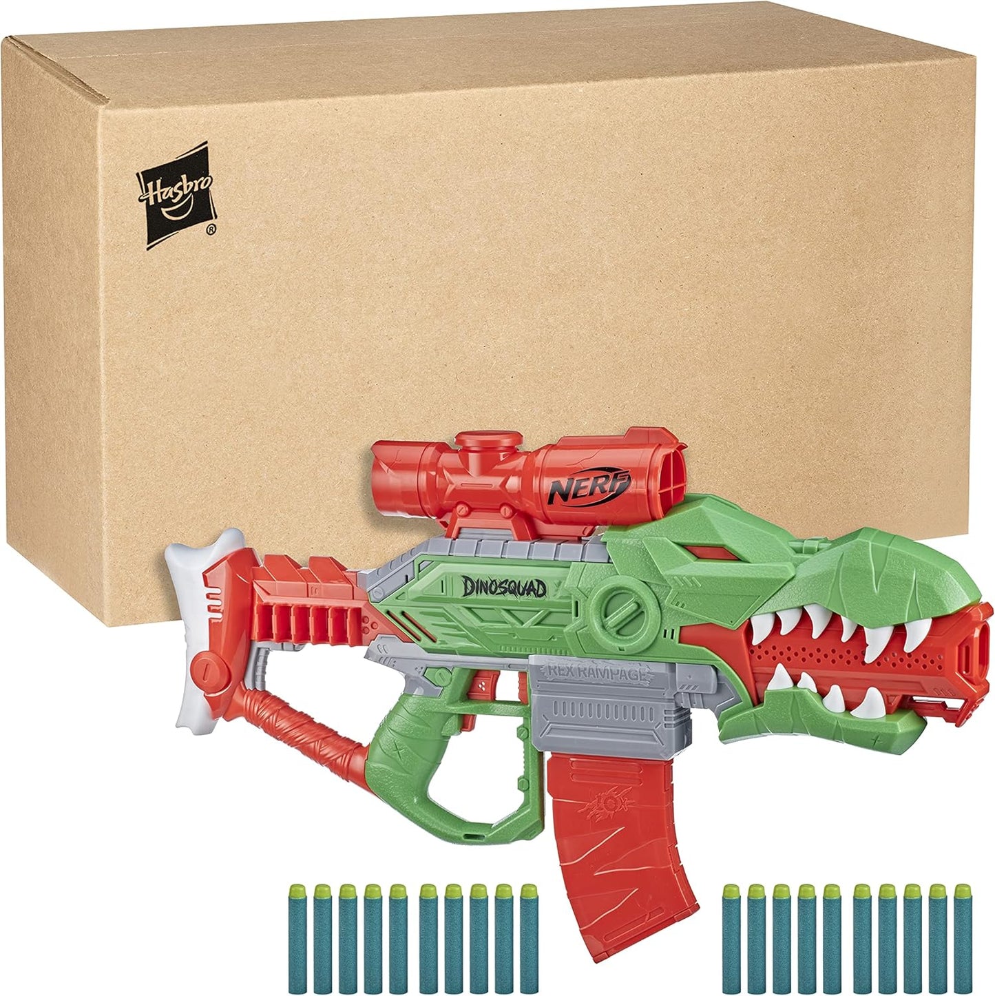 Nerf DinoSquad Rex-Rampage Motorised Dart Blaster, T-Rex Dinosaur Design