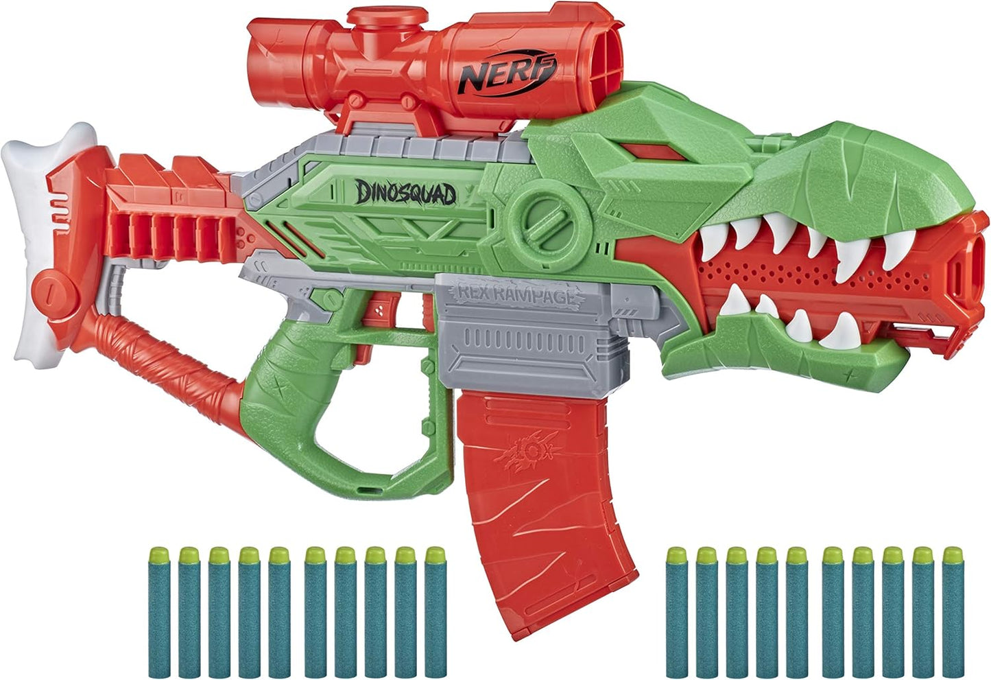 Nerf DinoSquad Rex-Rampage Motorised Dart Blaster, T-Rex Dinosaur Design