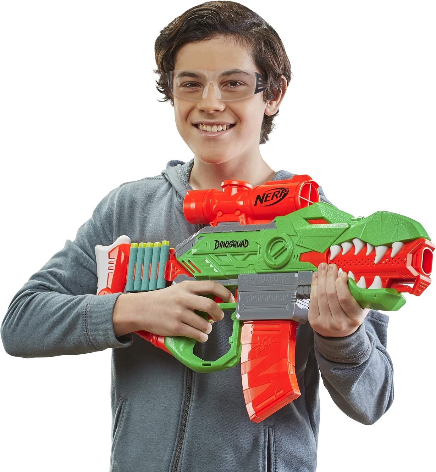 Nerf DinoSquad Rex-Rampage Motorised Dart Blaster, T-Rex Dinosaur Design
