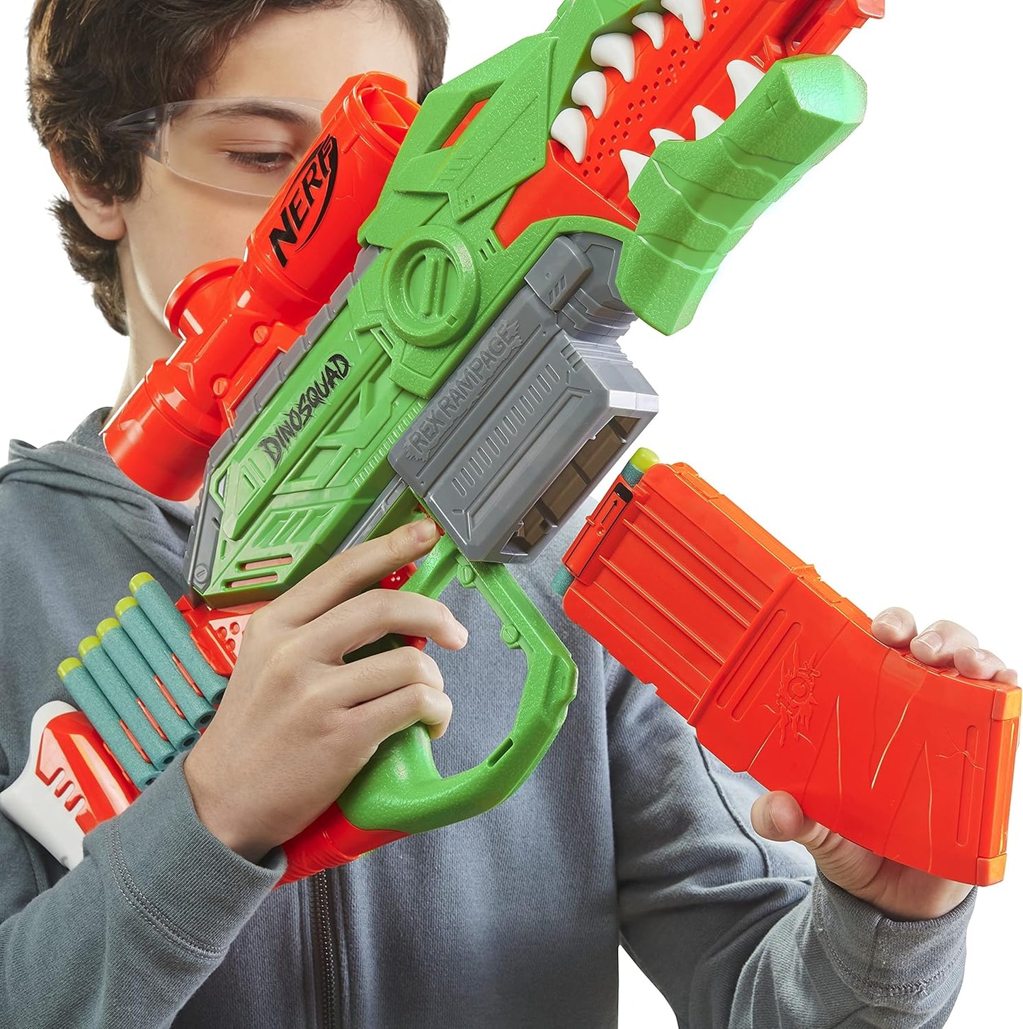 Nerf DinoSquad Rex-Rampage Motorised Dart Blaster, T-Rex Dinosaur Design