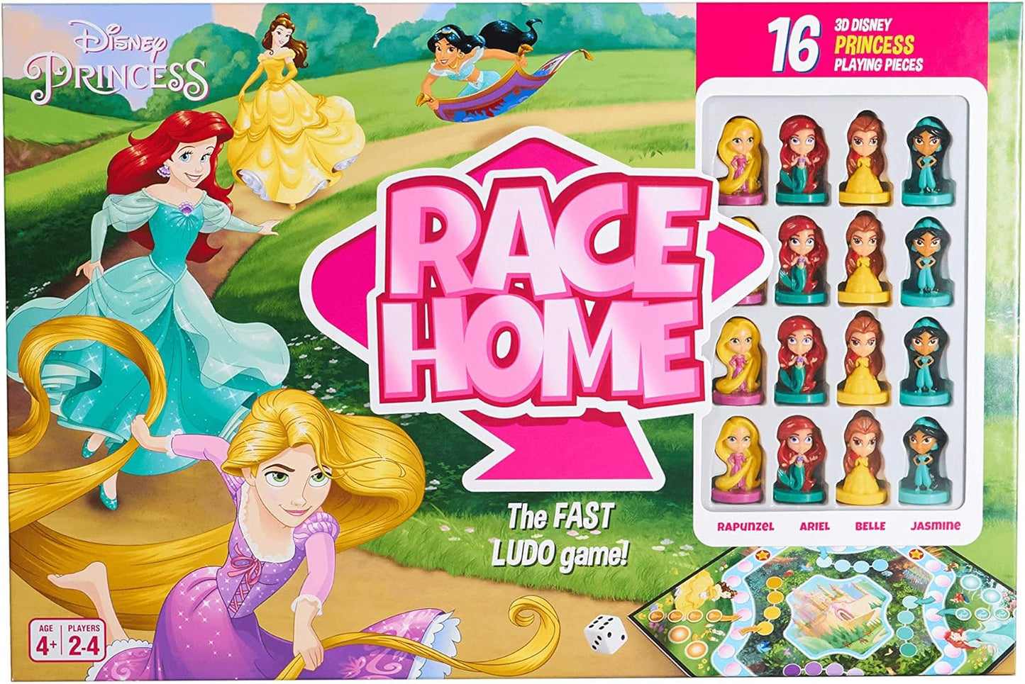 Disney Princess Official Race Home Board Game, Play With 16 Princesses Including Ariel, Cinderella, Jasmine