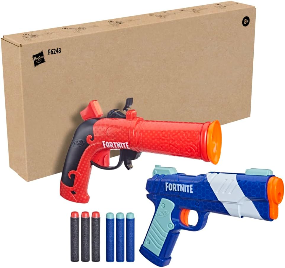 Nerf Fortnite Dual Pack Includes 2 Fortnite Blasters and 6 Nerf Elite Darts