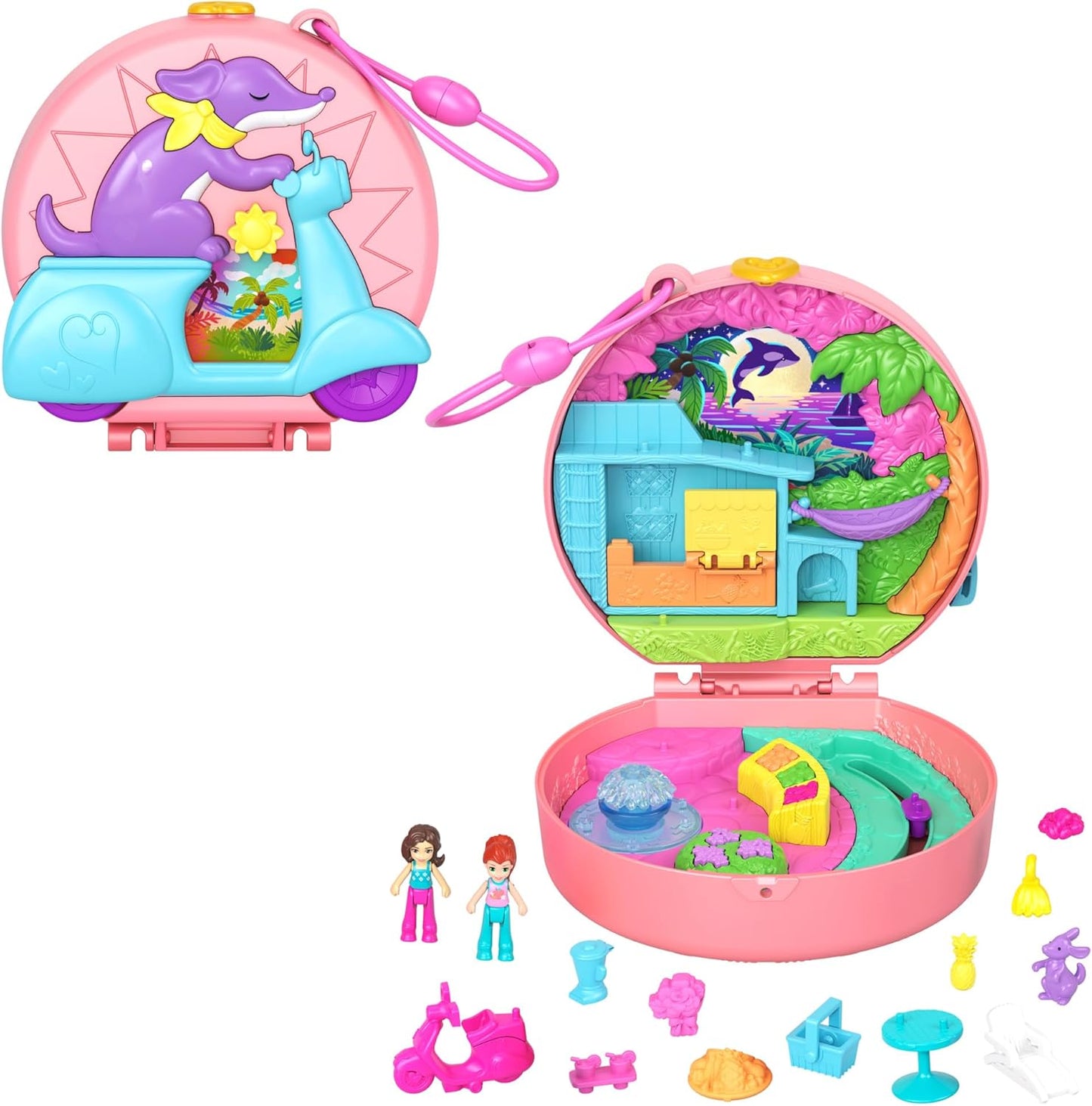 Polly Pocket Dolls and Playset, Adventure Moped Compact (HWN98)