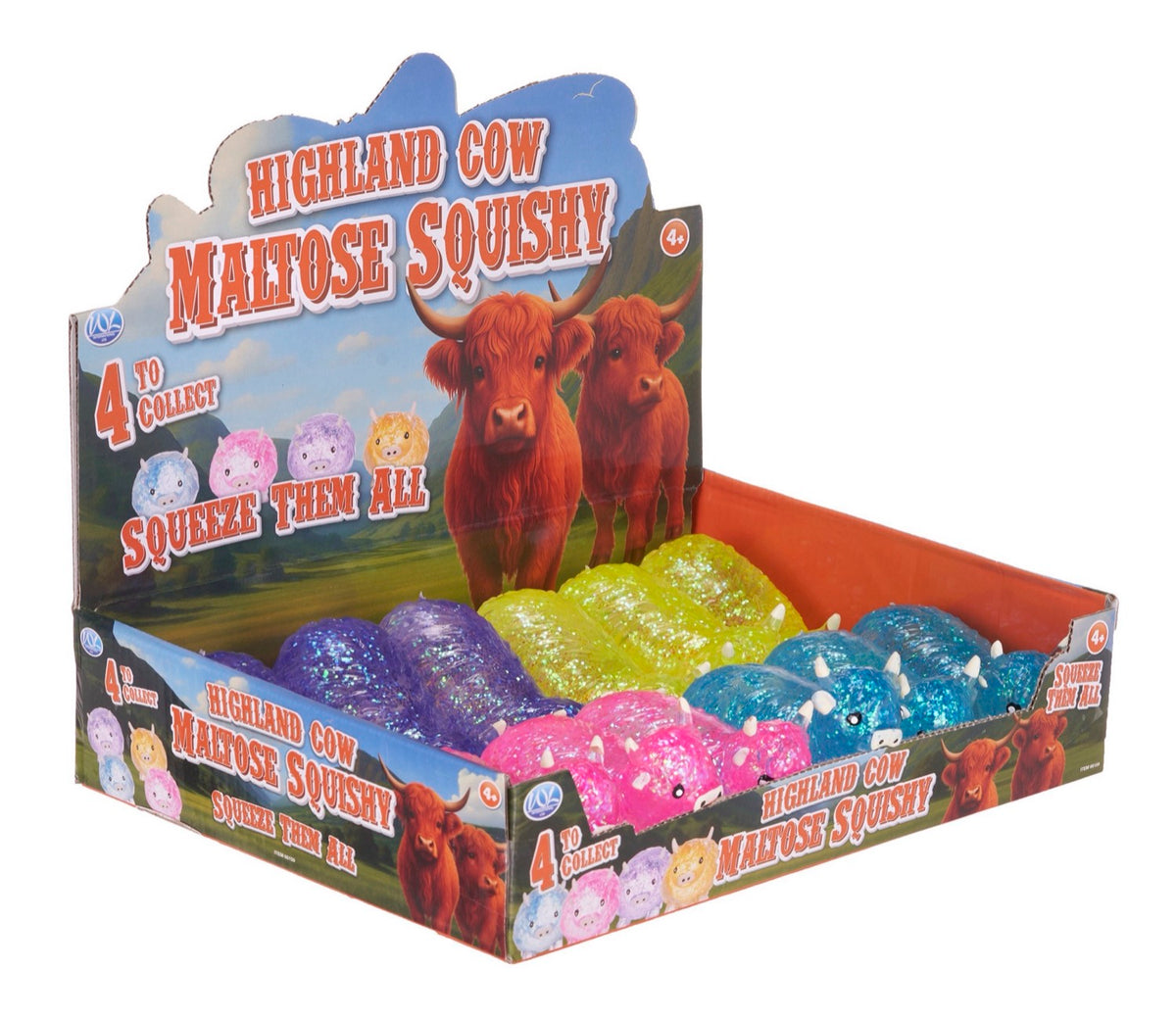 Sugar Maltose Squishy Highland Cow - Stress Relief Toy For Kids - Single Pack