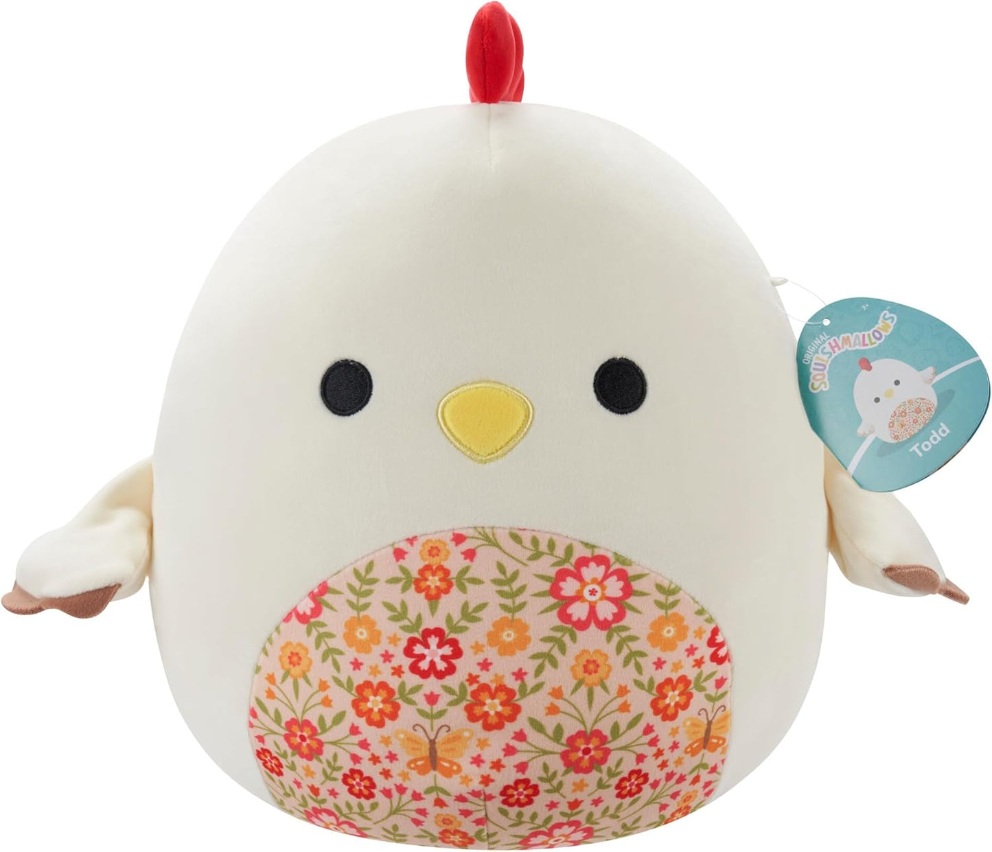 Squishmallows Original 12-Inch - Todd the Beige Rooster with a Floral Belly
