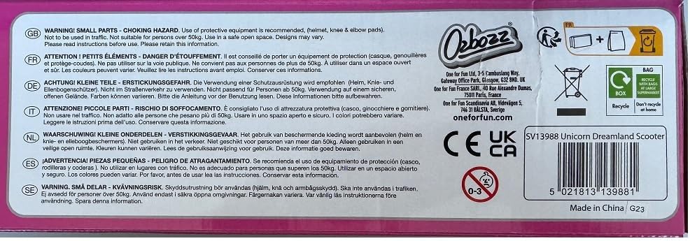 Ozbozz Dreamland Adjustable Light-Up Scooter: Unicorn - Kids Two Wheel Scooter,