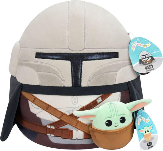 Squishmallows Original Star Wars 12-Inch Mandalorian + 3.5-Inch Grogu Plush (2-Pack)