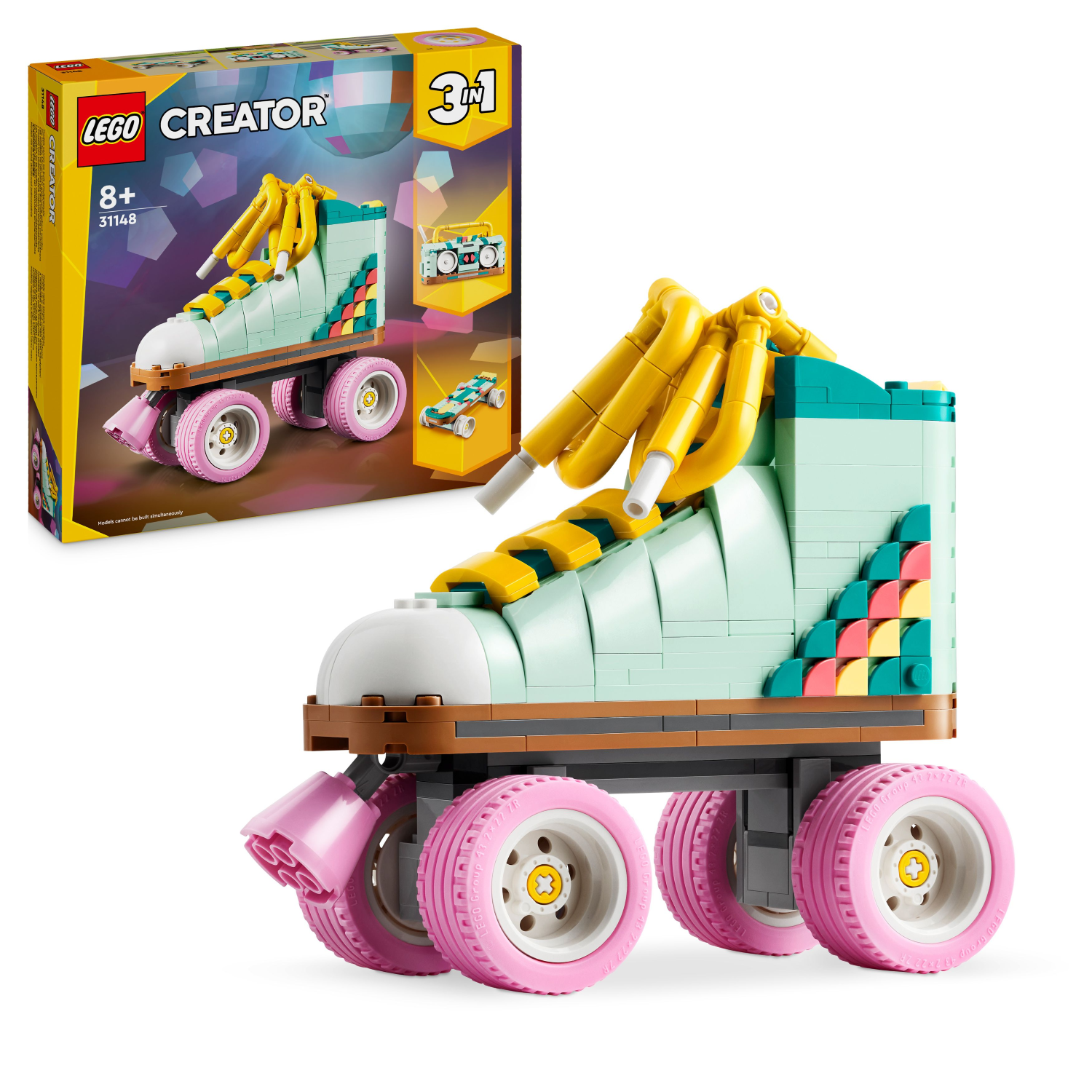 LEGO Creator roller skates set with packaging on a white background