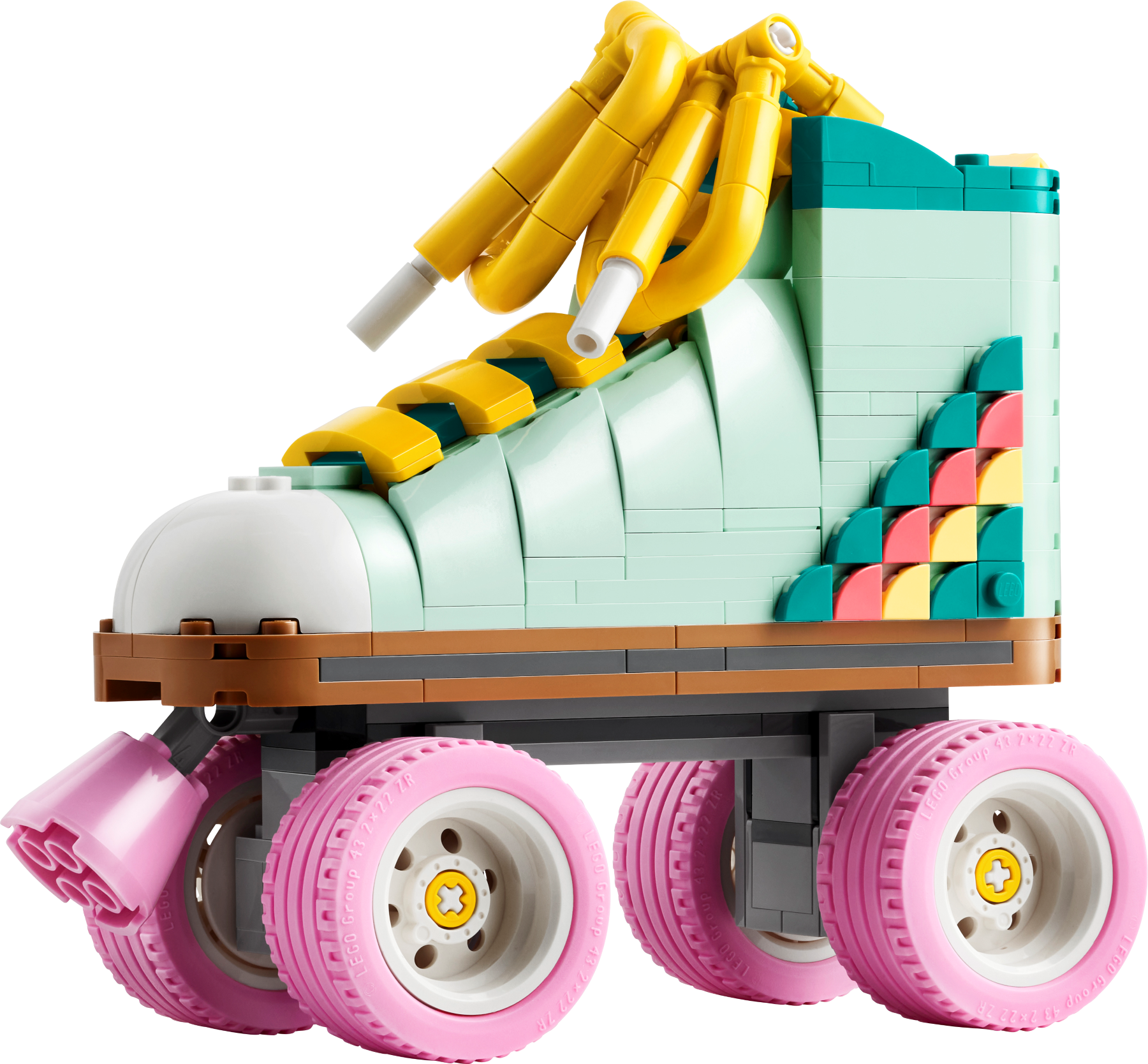 LEGO roller skate with colorful design on a white background
