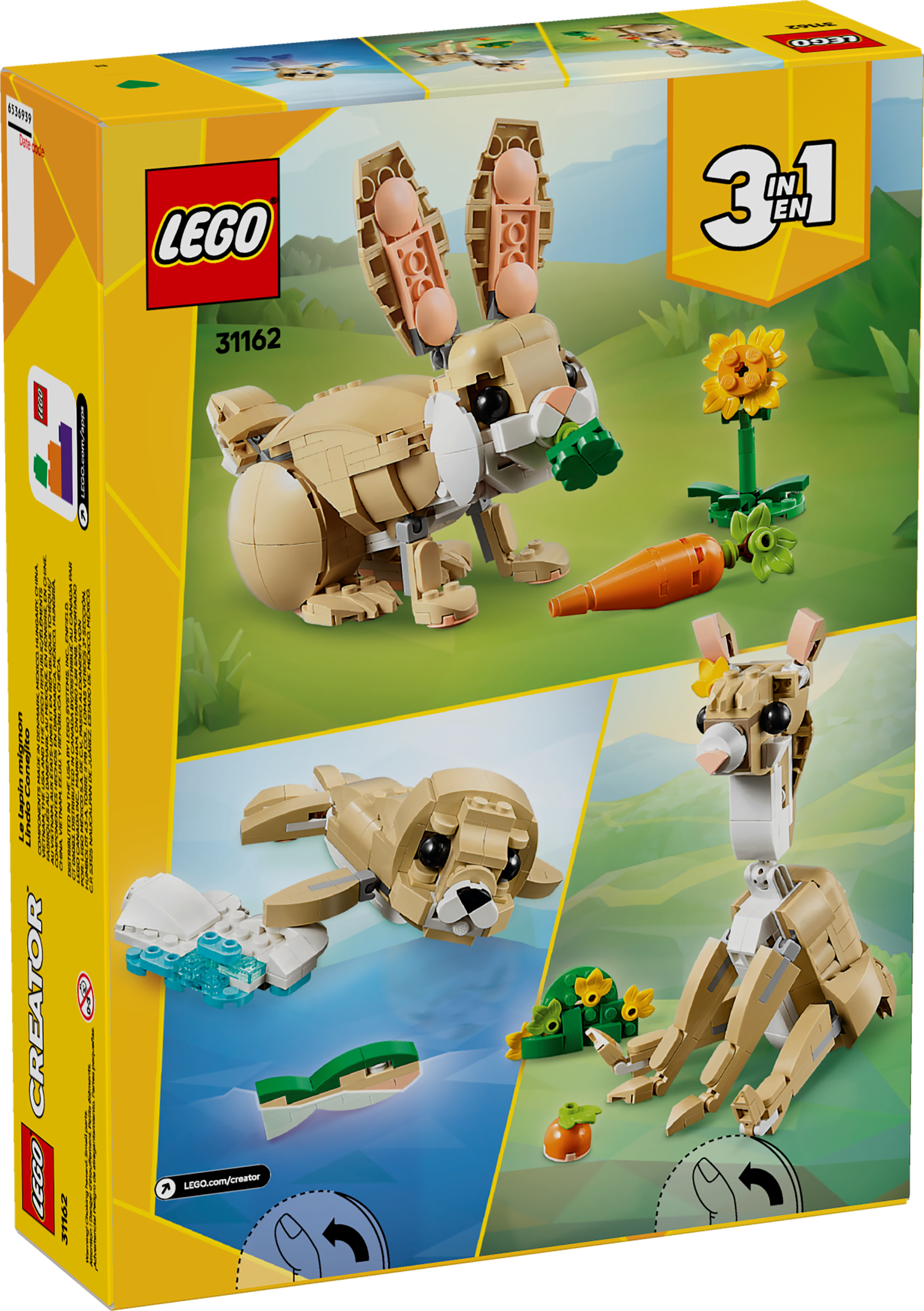 LEGO Cute Bunny 31162 Creator 3in1 back of box image