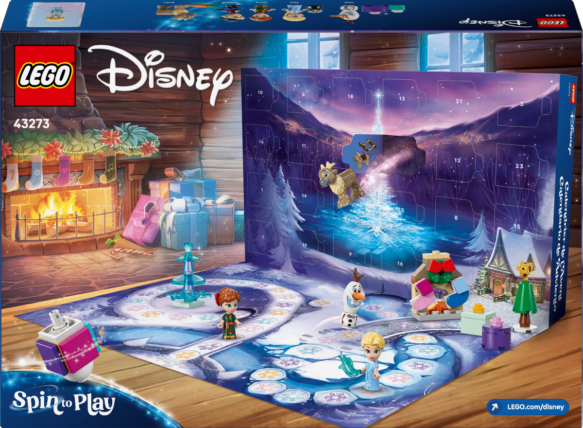 Back of product packaging for LEGO Disney Advent calendar.