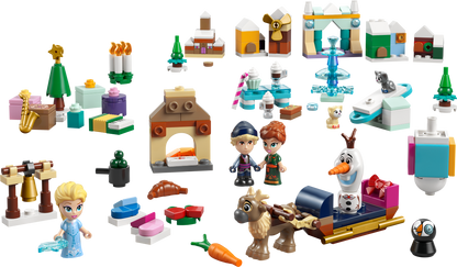 LEGO Disney advent calendar 2025, showing all 24 gifts for each day, with its packaging. 