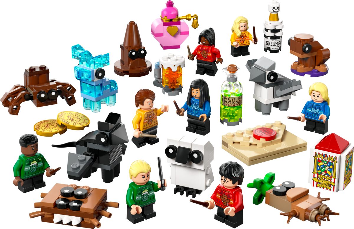 Collection of LEGO Harry Potter advent calendar gifts 2025. 