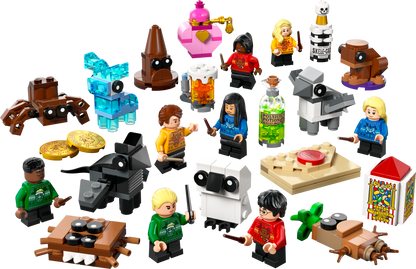Collection of LEGO Harry Potter advent calendar gifts 2025. 