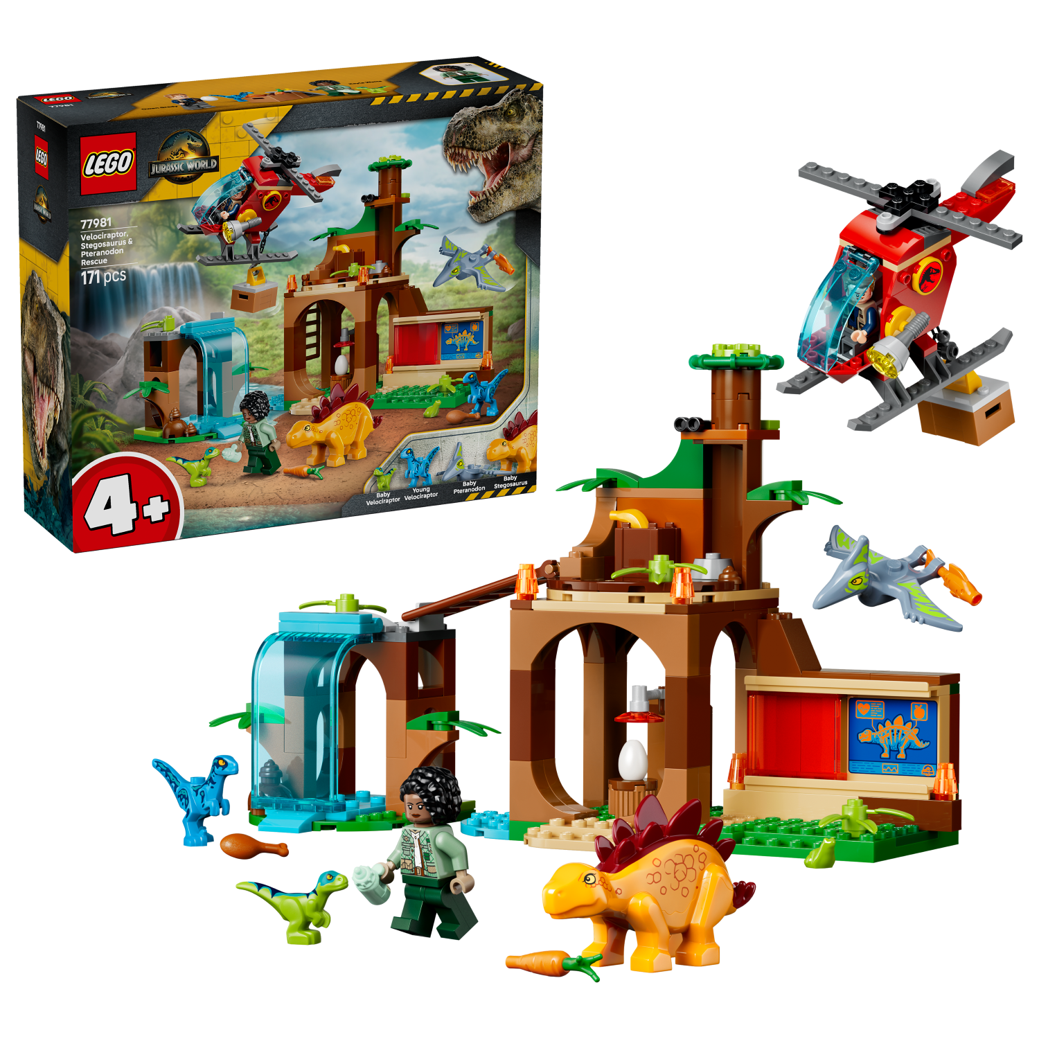 LEGO Jurassic World: Velociraptor, Stegosaurus & Pteranodon Rescue (77981)