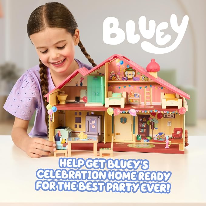 BLUEY Celebration Home Playset, Portable Birthday Party House